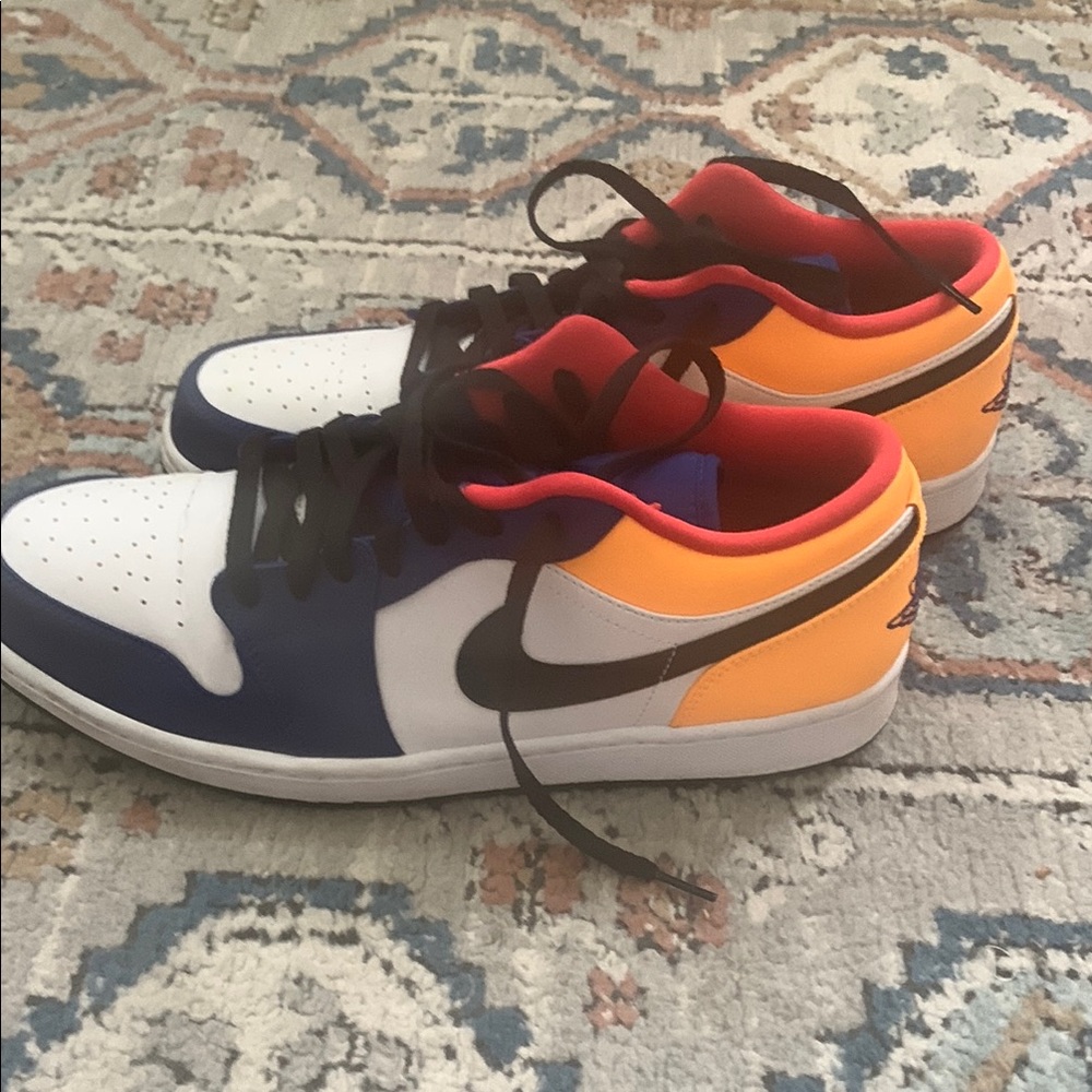 Jordan 1’s lows Blue and Orange Sneakers Classic Design - Picture 4 of 5